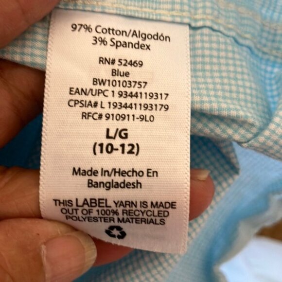 Wonder Nation Blue Button Down Shirt Casual Style Size Large (10-12)‎ like new - Picture 5 of 5